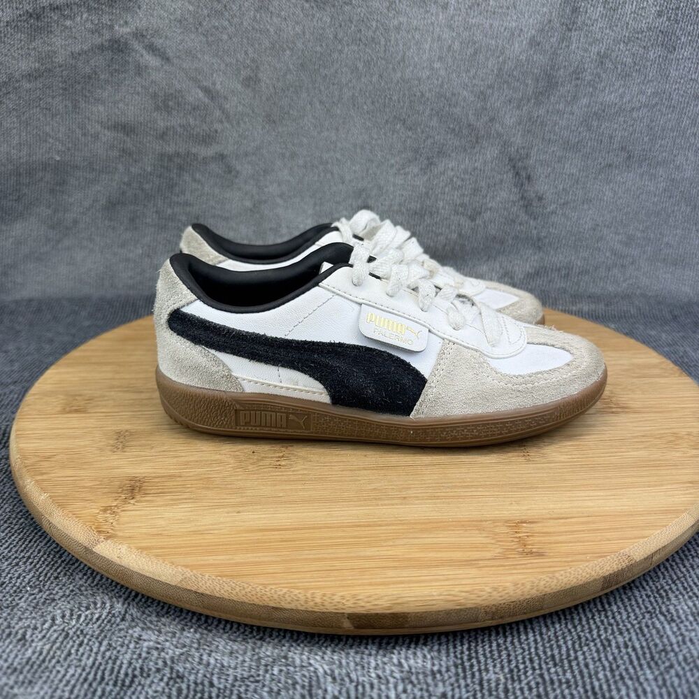 Puma Palermo Shoes Boys Size 13C White Black Gum Sole Casual Sneakers 397276-01